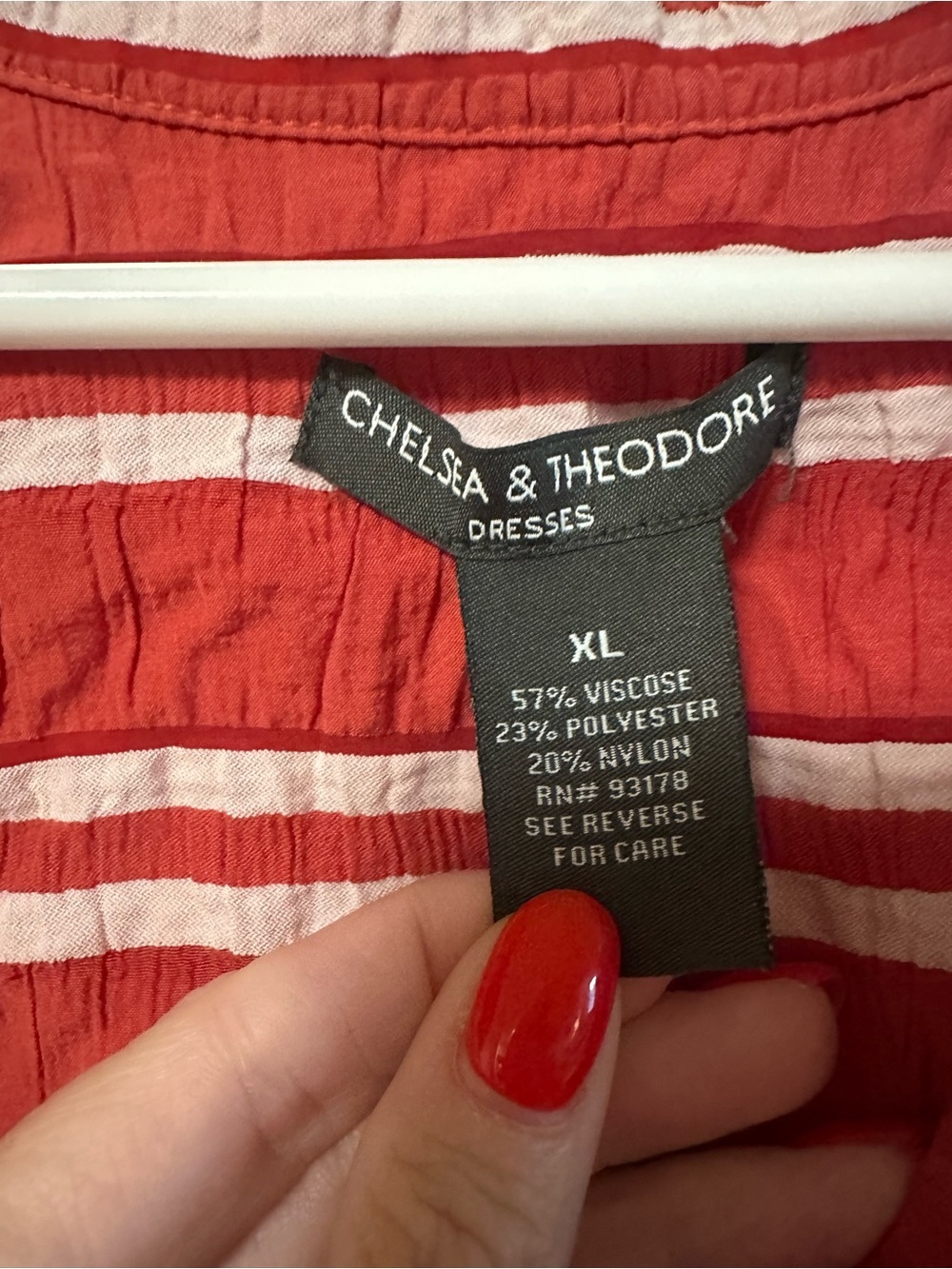 Chelsea & Theodore Red and White Striped Dress - Picture 5 of 5